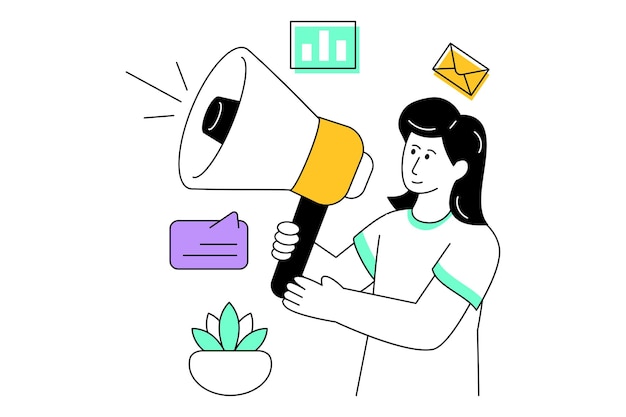 Illustrazione delle azione dell'illustrazione di vettore di disegno di stile piano di campagna di marketing