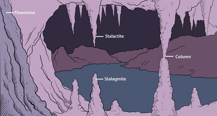 Vettore illustrazione delle caratteristiche della grotta infografica