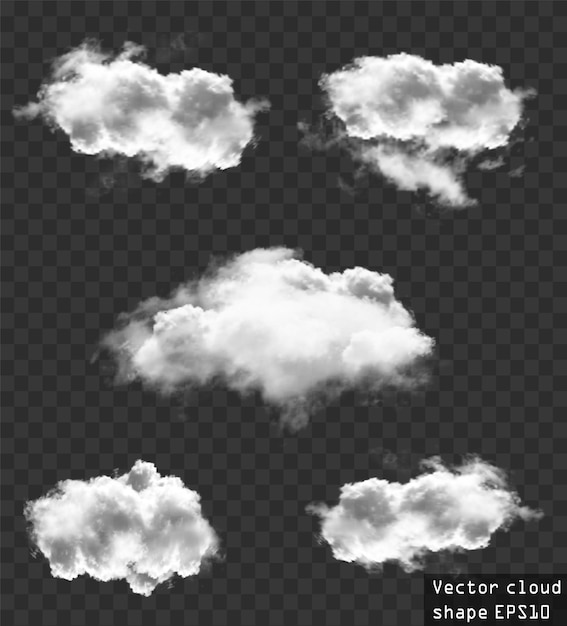 Illustrazione delle forme delle nuvole della raccolta vettoriale delle nuvole