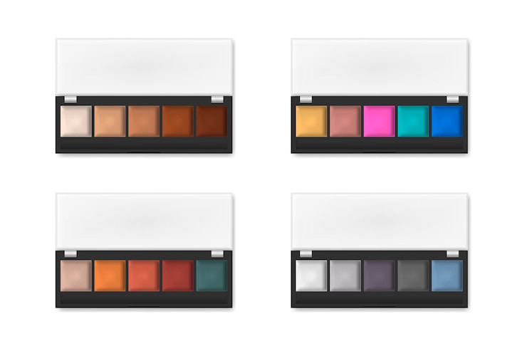 Vettore illustrazione delle palette di ombretti per il trucco set di palette di ombretti per il trucco modello vettoriale