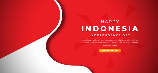Illustrazione dello sfondo Papercut del Giorno dell'Indipendenza dell'Indonesia per la cartolina d'auguri di poster e banner pubblicitari