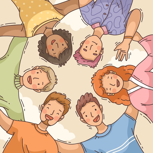 Illustrazione dello spirito della comunità disegnata a mano