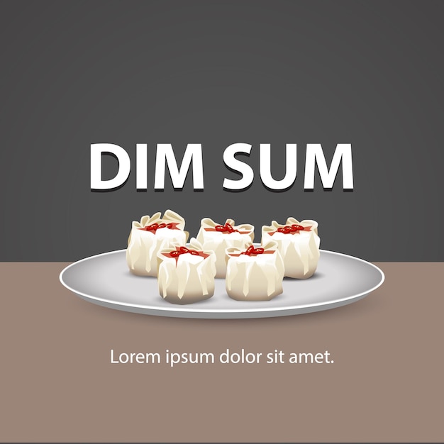 illustrazione di 5 condimenti dim sum siomay di fette di peperoncino rosso su un piatto