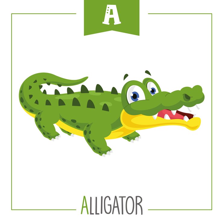 Vettore illustrazione di alfabeto lettera a e alligatore