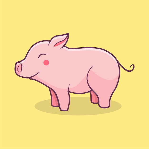 Illustrazione di animali di maiale rosa carino