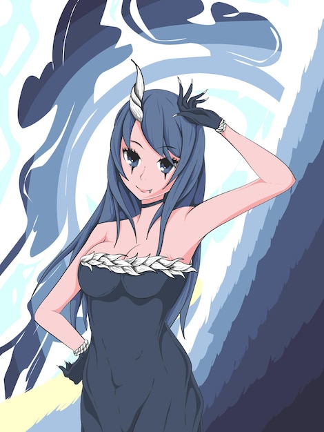 illustrazione di anime con sfondo colorato