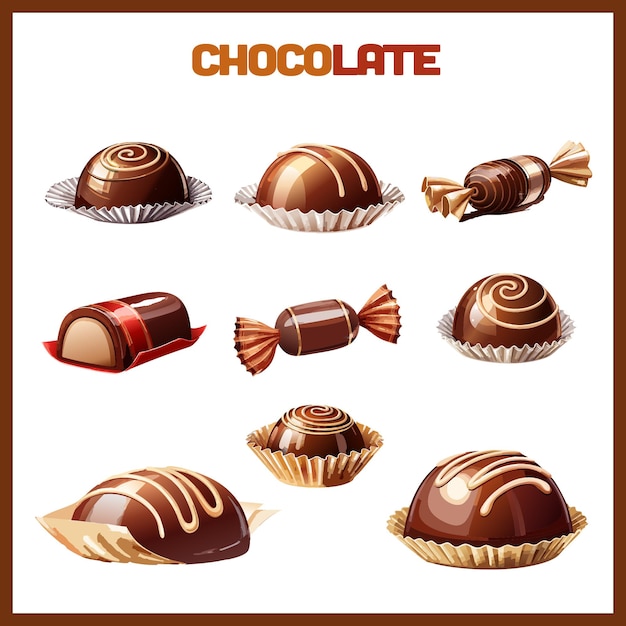 Illustrazione di arte torta di cioccolato e caramelle