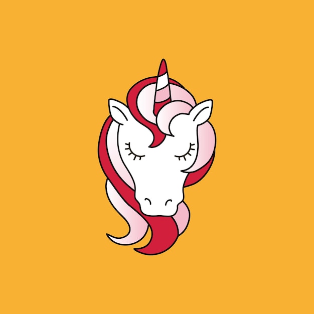 Illustrazione di arte vettoriale unicorno isolata su sfondo arancione