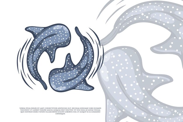Illustrazione di ballo di squalo balena gemello