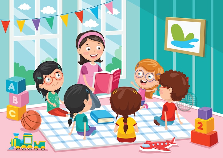 Vettore illustrazione di bambini in età prescolare