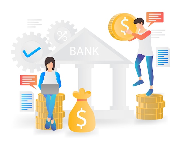 Illustrazione di banca e finanza in stile piatto moderno