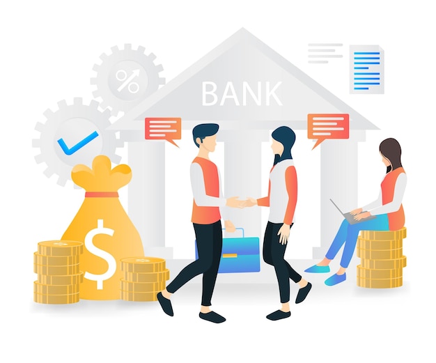 Illustrazione di banca e finanza in stile piatto moderno