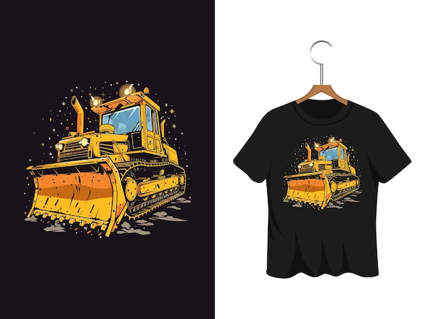 illustrazione di bulldozer colorato disegno di maglietta