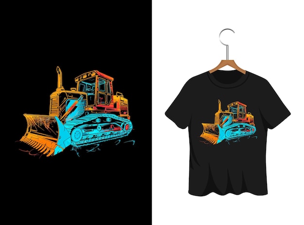 illustrazione di bulldozer colorato disegno di maglietta