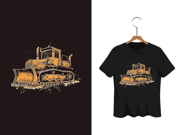illustrazione di bulldozer colorato disegno di maglietta