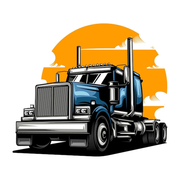 illustrazione di camion semi con tinta unita