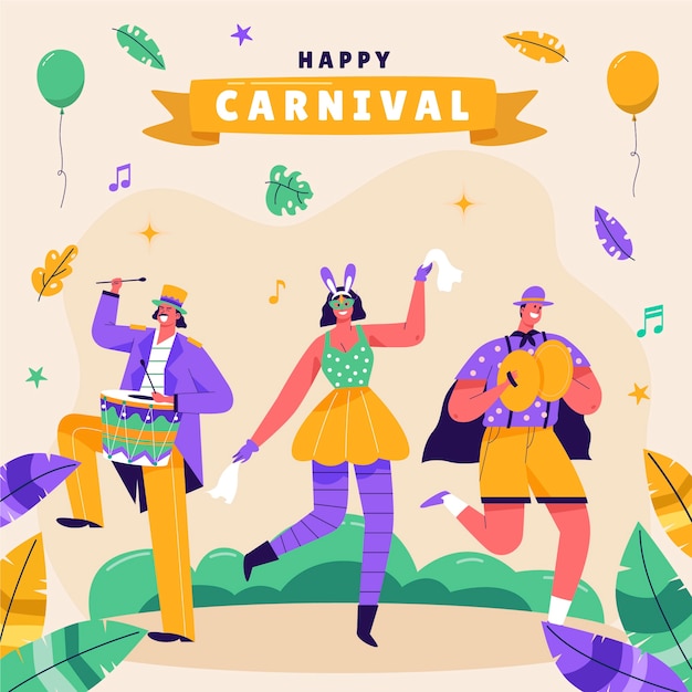 Illustrazione di carnevale piatto