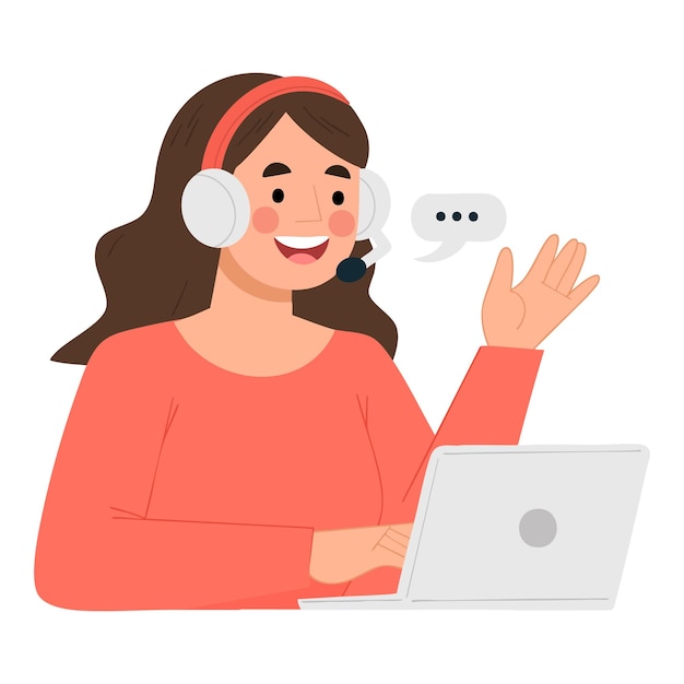 Illustrazione di cartone animato della donna del servizio clienti
