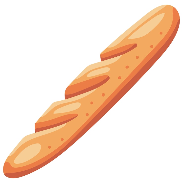 Vettore illustrazione di cartone animato vettoriale di baguette isolata su uno sfondo bianco