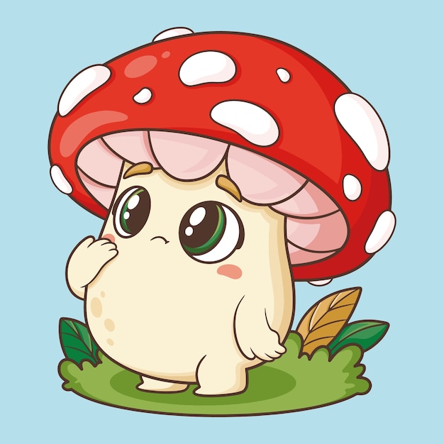 Illustrazione di cartoni animati di funghi disegnati a mano