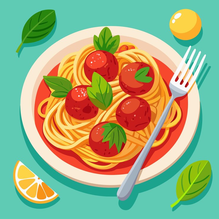 Illustrazione di cartoni animati di spaghetti