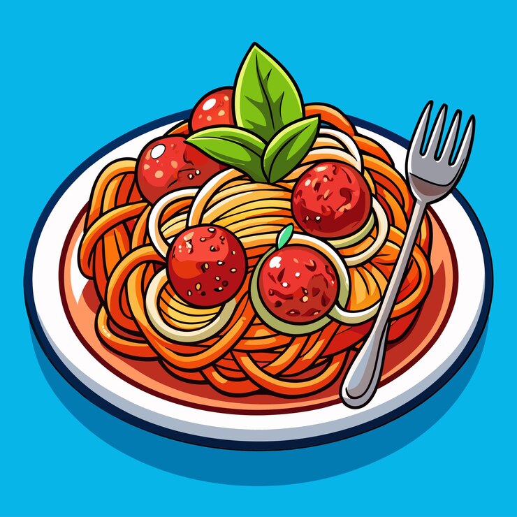Illustrazione di cartoni animati di spaghetti