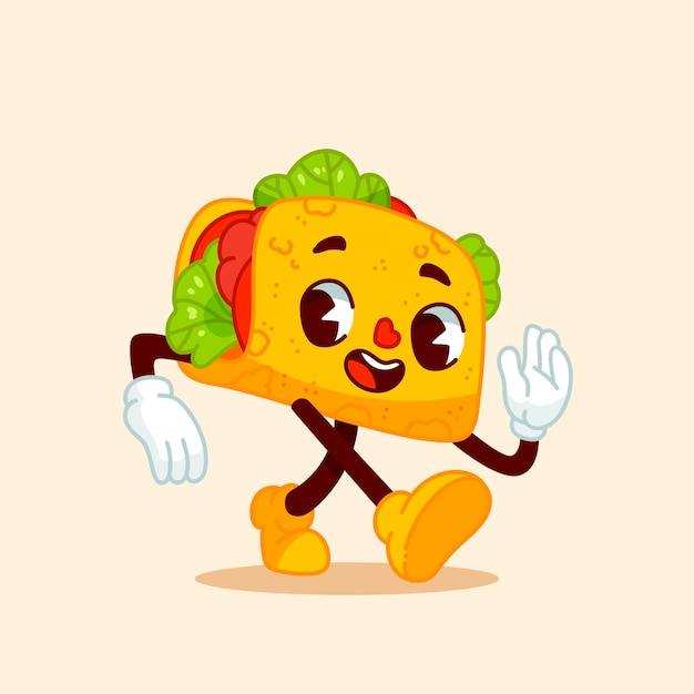 Illustrazione di cartoni animati di taco disegnati a mano
