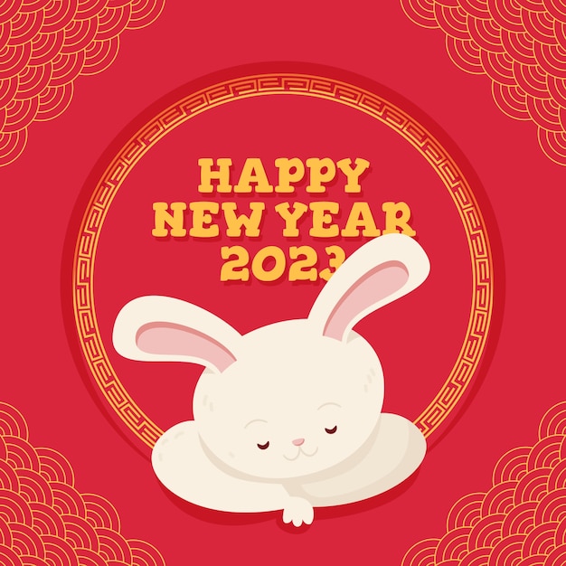 Illustrazione di celebrazione del capodanno cinese piatto