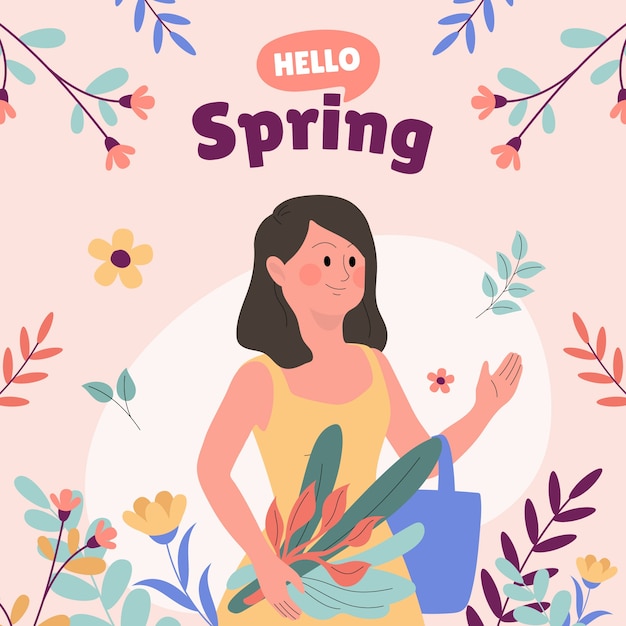 Illustrazione di celebrazione della primavera piatta