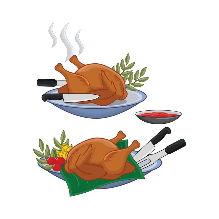 Vettore illustrazione di chiken arrostito