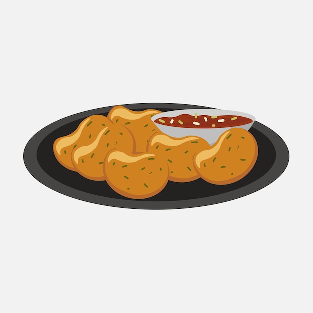Illustrazione di cibo asiatico Tod Mun Pla