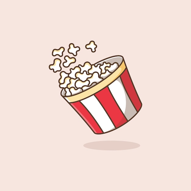 illustrazione di cibo popcon simpatico cartone animato