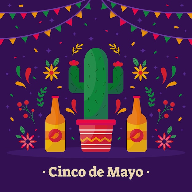 Illustrazione di cinco de mayo piatto