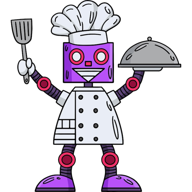 Vettore illustrazione di clip colorato di robot chef cartoon
