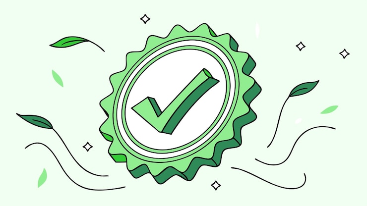 Vettore illustrazione di completamento dell'amplificatore di successo del progetto professional green checkmark badge