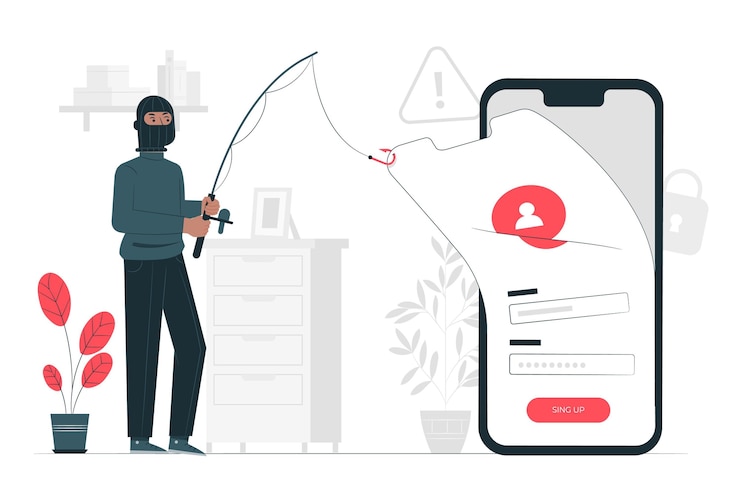 Vettore illustrazione di concetto di account di phishing