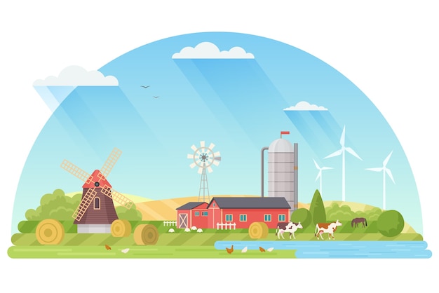 Illustrazione di concetto di agricoltura, agroalimentare e agricoltura.