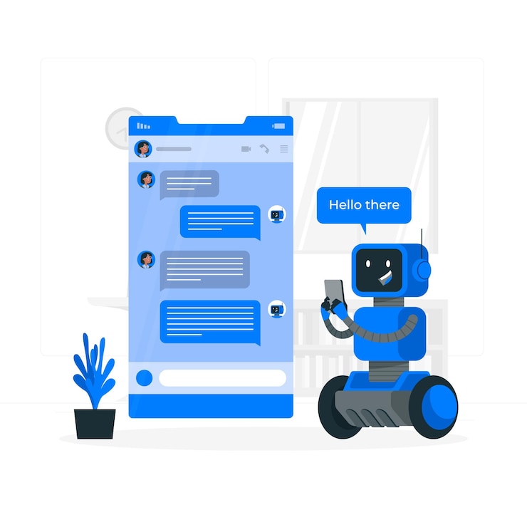 Vettore illustrazione di concetto di chat bot