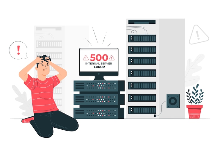 Vettore illustrazione di concetto di errore del server interno 500