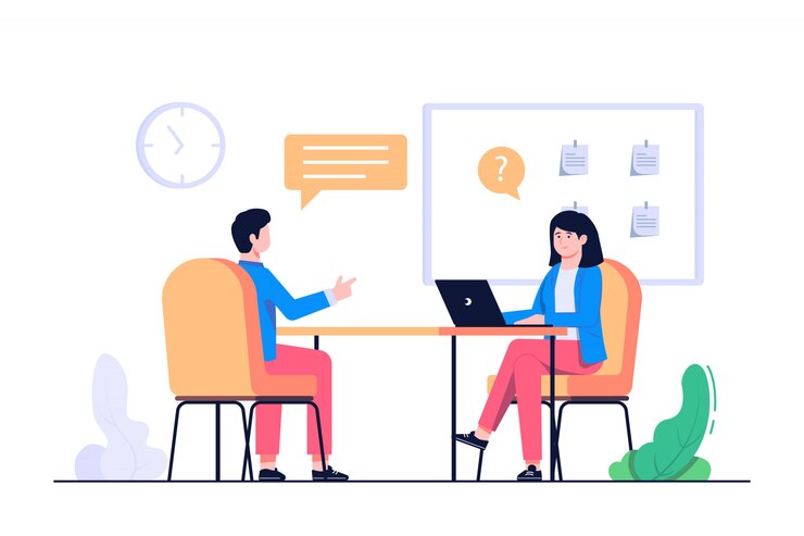 Vettore illustrazione di concetto di intervista del nuovo lavoratore