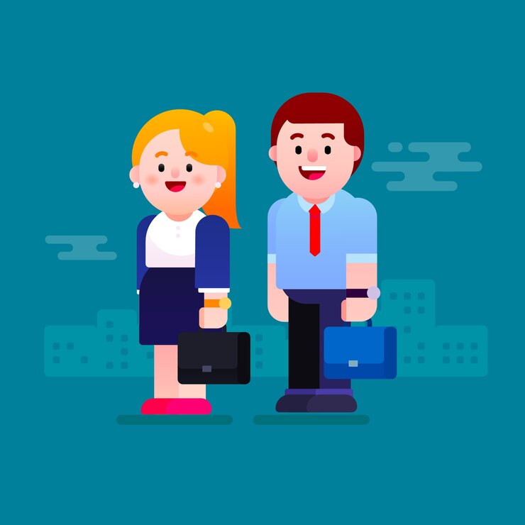 Illustrazione di concetto di lavoro dell'uomo d'affari e della donna di affari