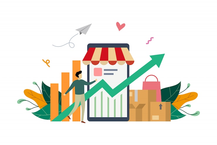 Vettore illustrazione di concetto di reddito di e-marketing