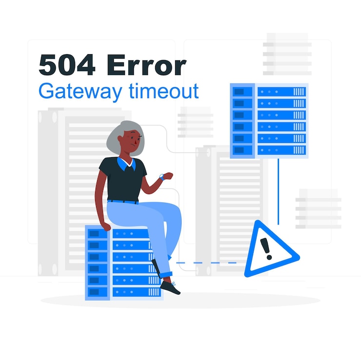 Vettore illustrazione di concetto di timeout del gateway di errore 504