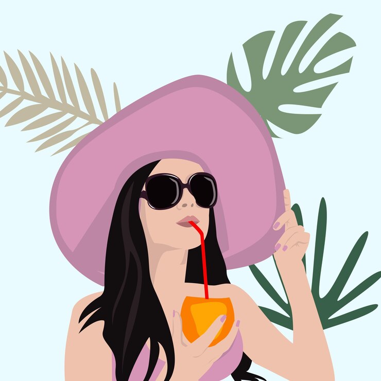 Vettore illustrazione di concetto femminile dei tropici