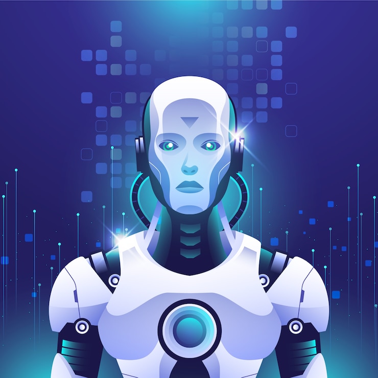 Vettore illustrazione di cyborg in stile gradiente