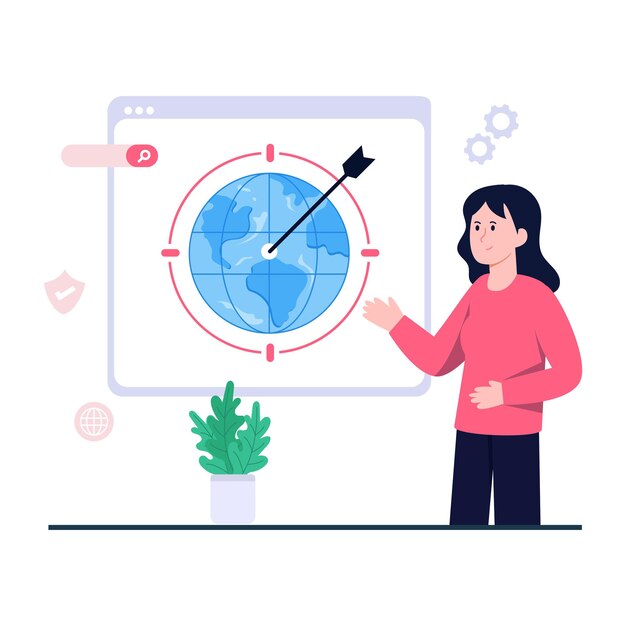 Illustrazione di design colorato dell'obiettivo globale