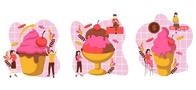 Illustrazione di design del gelato del caffè del pacchetto piatto