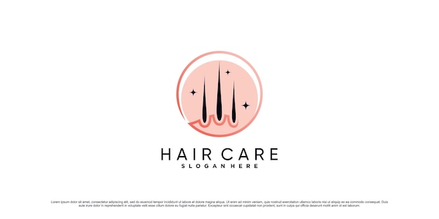 Illustrazione di design del logo per la cura dei capelli con stile art linea ed elemento creativo Vettore Premium