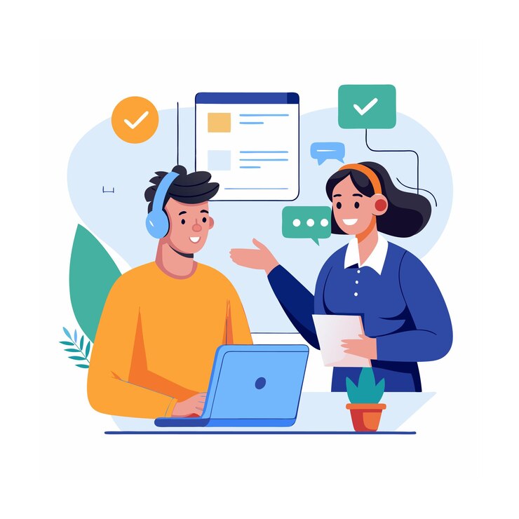 Vettore illustrazione di design piatto di assistenza clienti