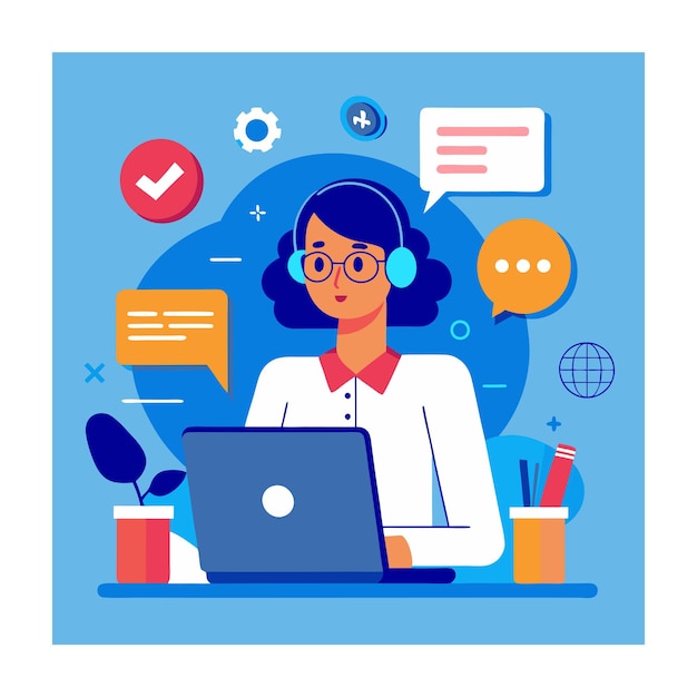 Illustrazione di design piatto di assistenza clienti